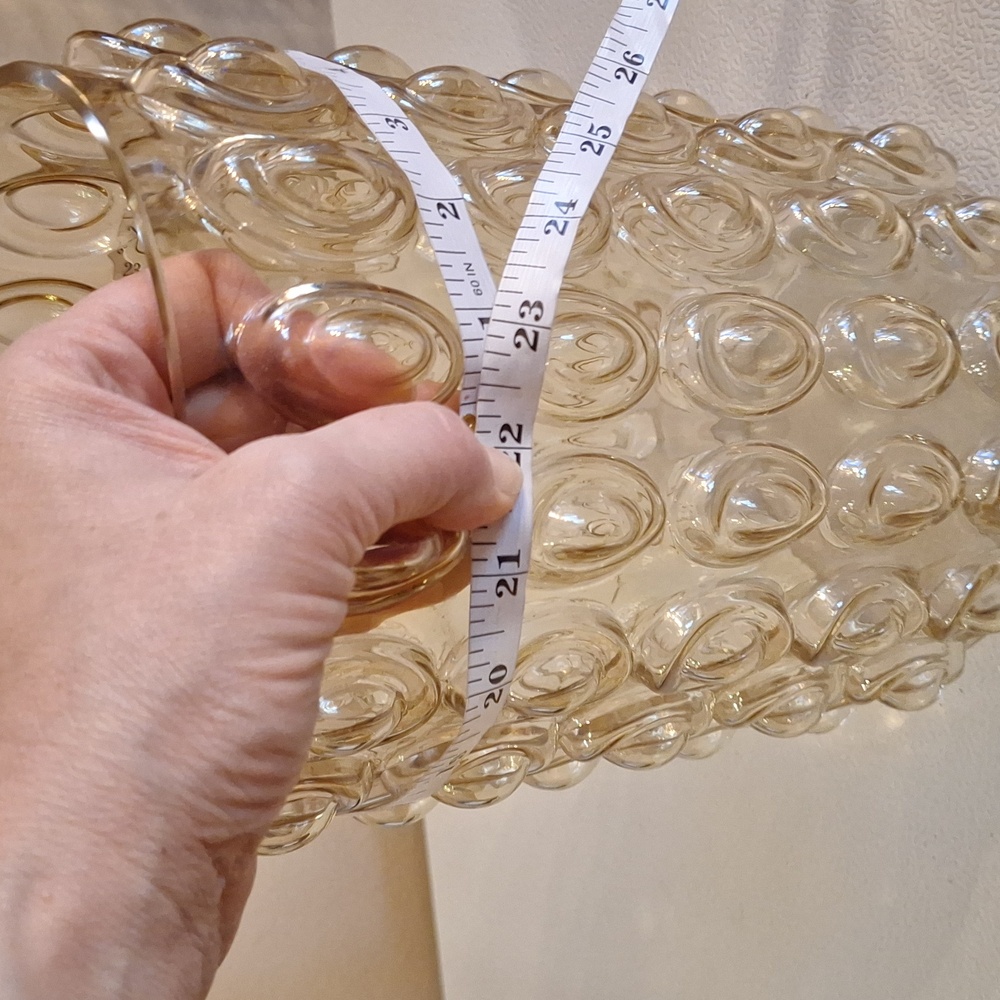 Vintage Glass Bubble Vase Large Size 11" Yellow Hue - Picture 8 of 8